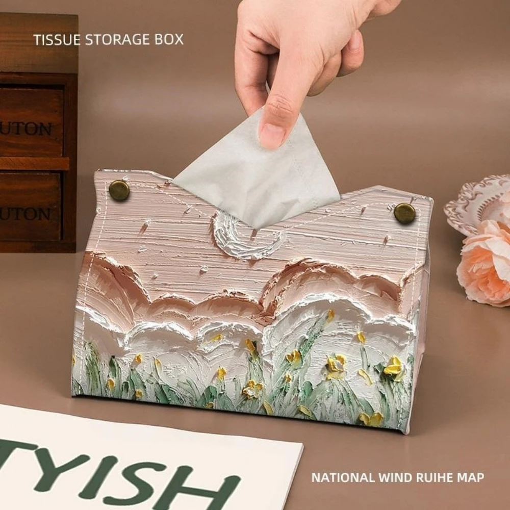 Leather Tissue Box Holder Toilet Pumping Box Home Decor Living Room Bedroom Kitchen Desktop Nordic Napkin Holder Car Tissue Case