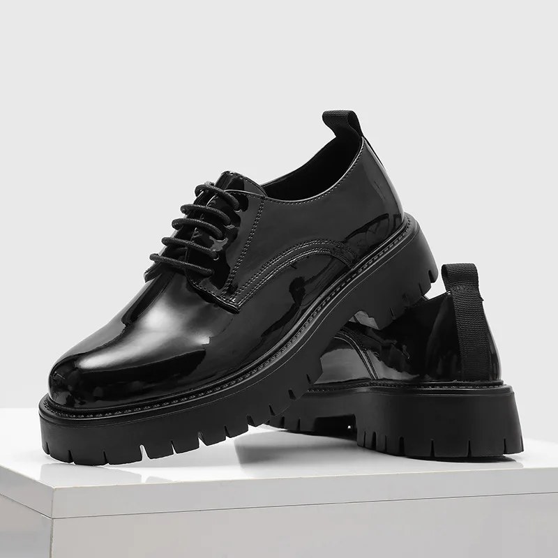 men casual business office formal dress shoes black stylish patent leather oxfords shoe platform sneakers gentleman footwear man - Image 4