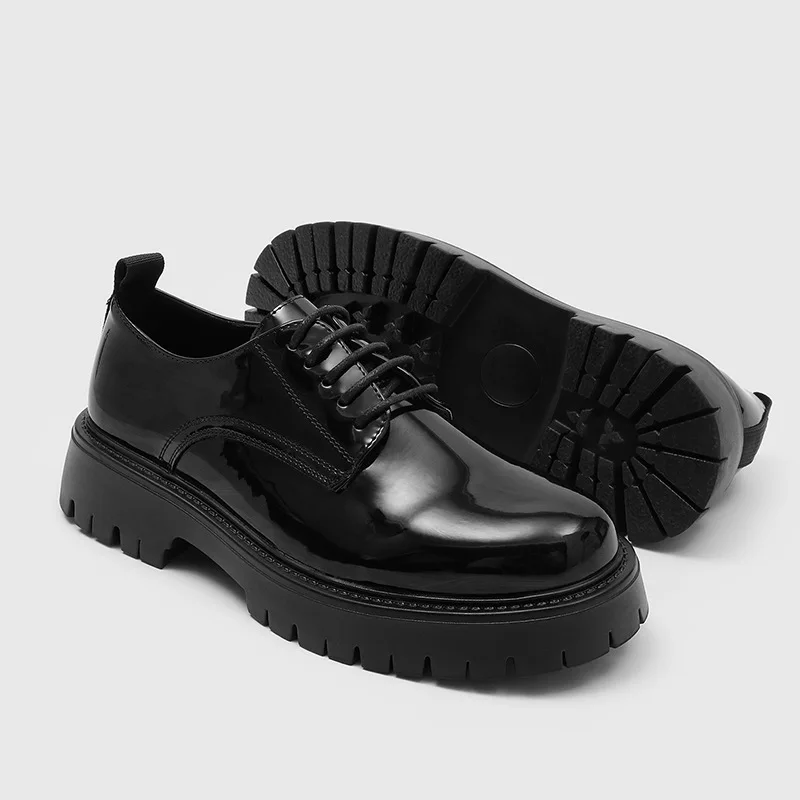 men casual business office formal dress shoes black stylish patent leather oxfords shoe platform sneakers gentleman footwear man - Image 3