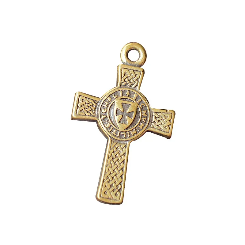 Brass Cross Keychain Religious Belief Ornament Antique Miscellaneous Small Bronze Stall Supply - Image 5