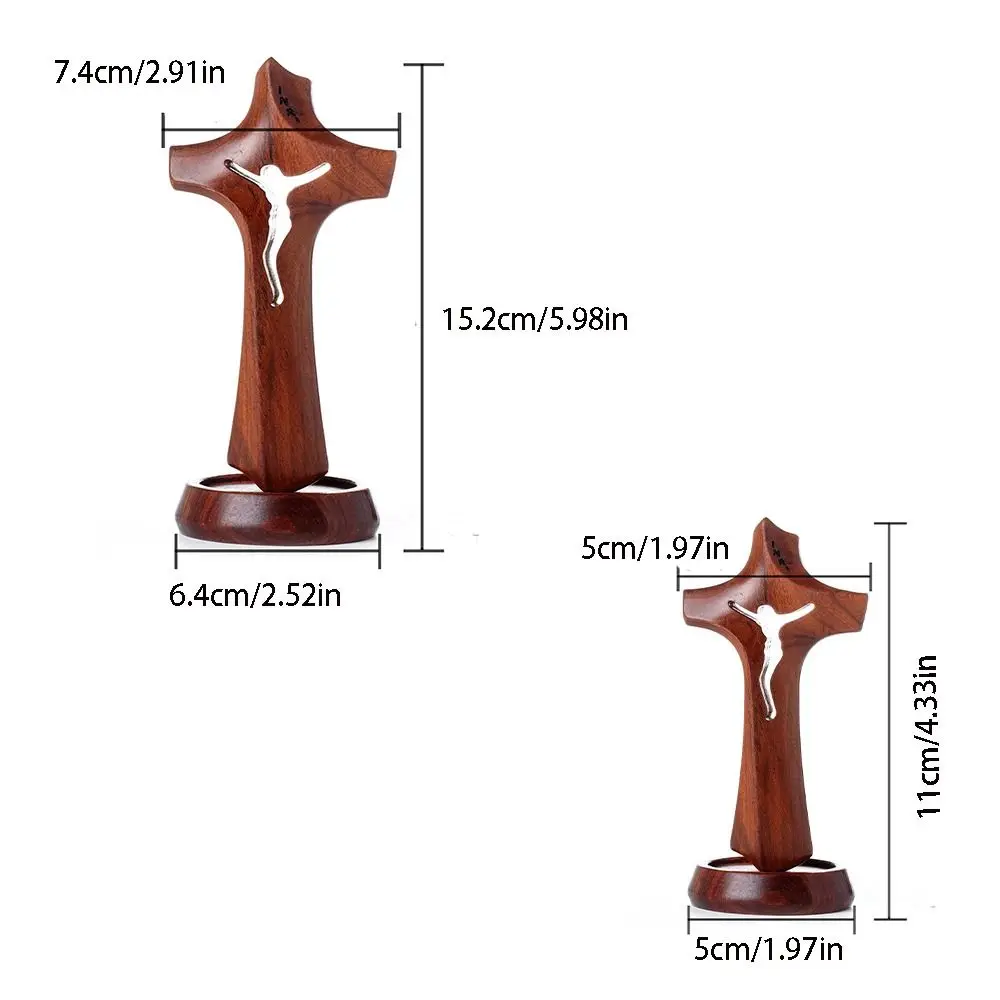 Art Wooden Hollow Cross Natural Detachable Religious Crosses Ornament Vintage with Base Crucifix Sculpture Easters Faith - Image 6
