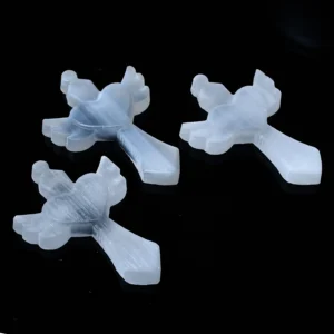 1PC Natural White Selenite Love cross Carving Gypsum Around Crystal Ore Ornaments Craft Reiki Energy Home Decor
