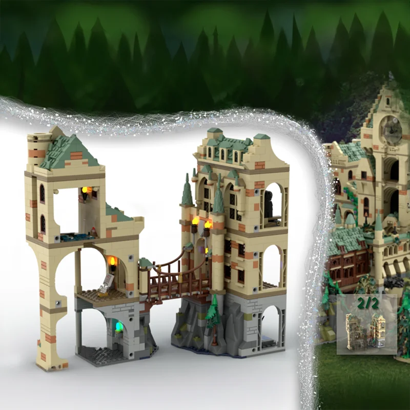 1376pcs MOC Magic Castle Bridge School Model Building Blocks Architecture Toys Birthday Gift Education Brick Collection Display - Image 2