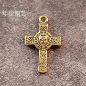Brass Cross Keychain Religious Belief Ornament Antique Miscellaneous Small Bronze Stall Supply